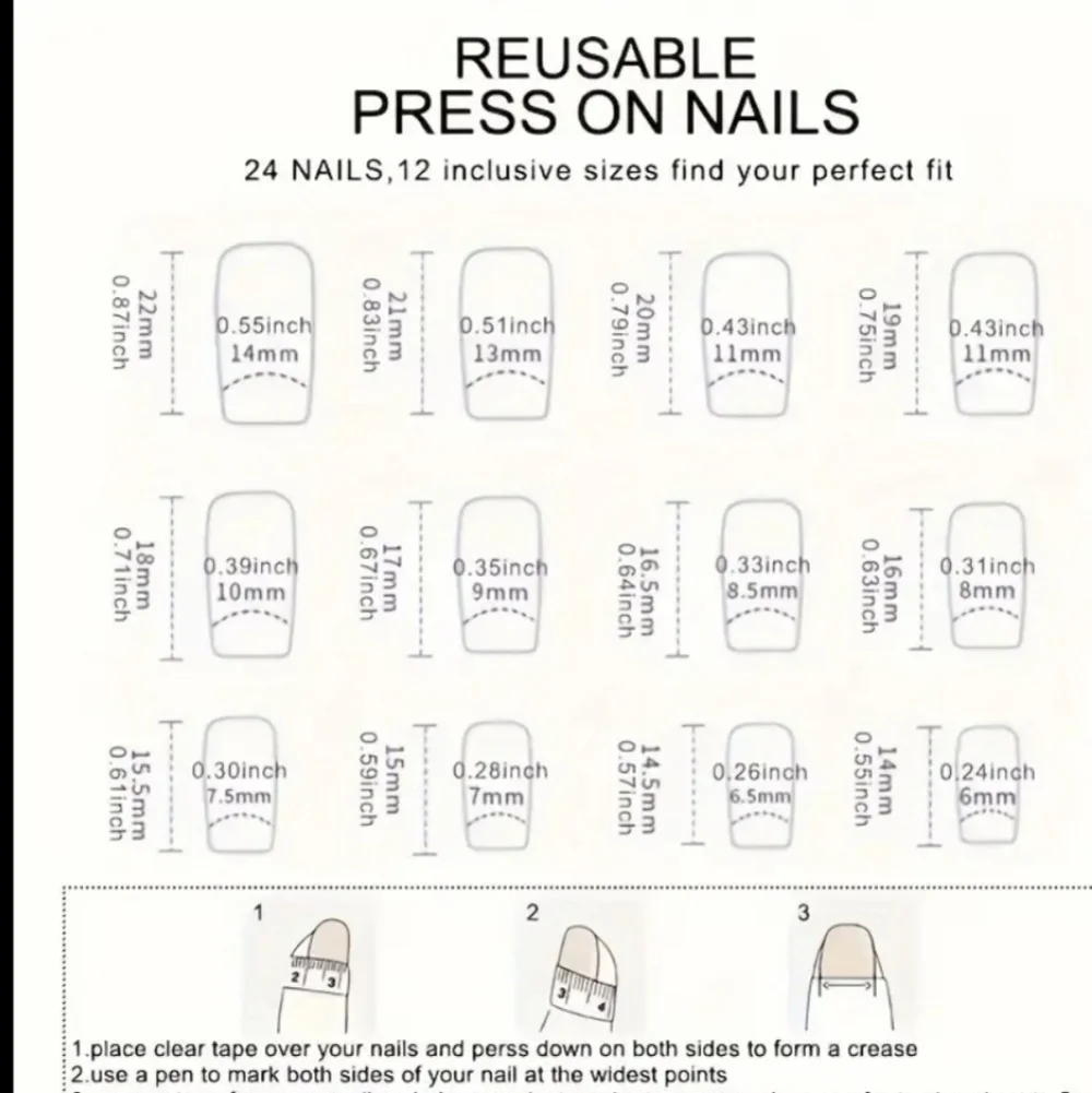 24 Pieces Fake Press On Nails